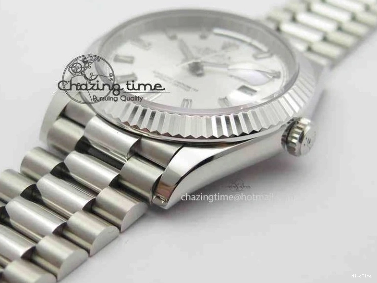 MiroTime 0423 Unisex Day Date 40mm SS BP Maker Best Edition Silver Dial Diamond Markers On SS Bracelet ETA 3690